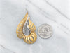 Yellow and White Gold Leaf Brooch with Diamond Accents