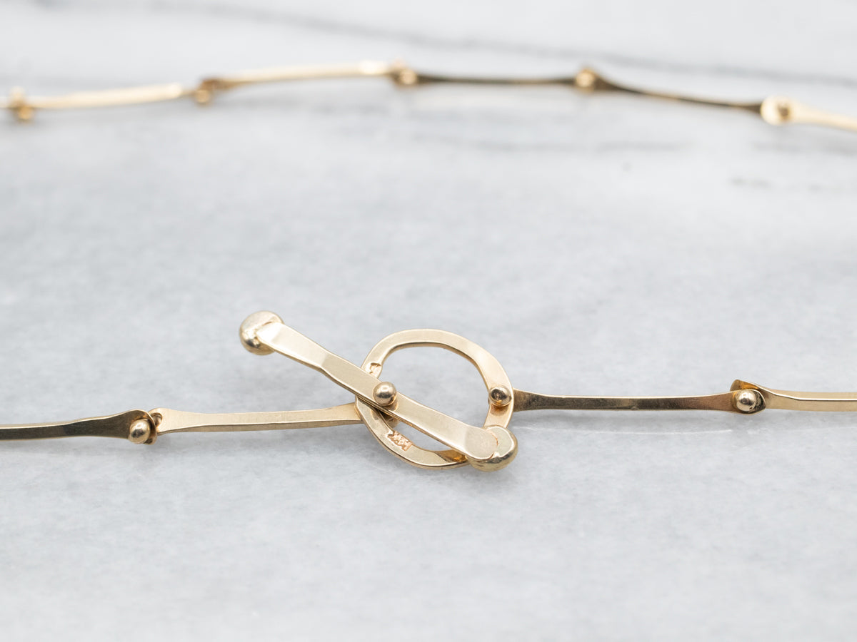 Yellow Gold Handmade by Sonya Bar Link Chain with Toggle Clasp