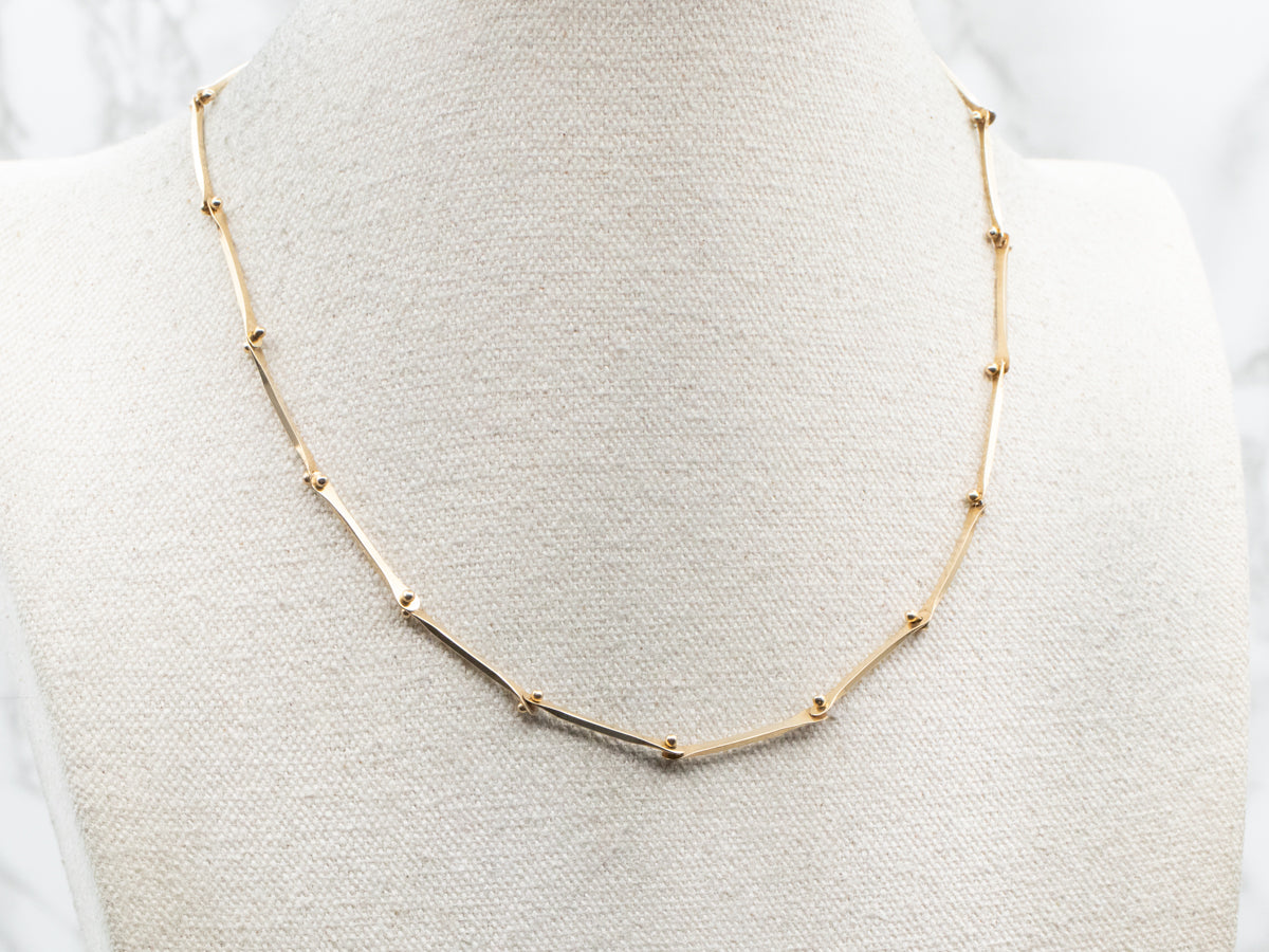 Yellow Gold Handmade by Sonya Bar Link Chain with Toggle Clasp