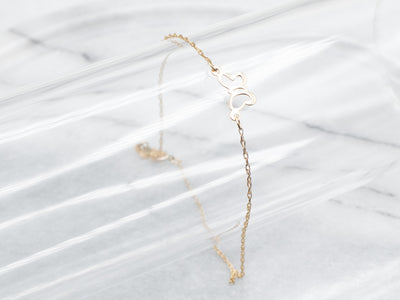 Yellow Gold Rope Chain with Butterfly Anklet