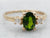 Yellow Gold Oval Cut Green Tourmaline Ring with Diamond Accents