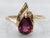 Yellow Gold Pear Cut Pink Tourmaline Bypass Ring with Diamond Accent