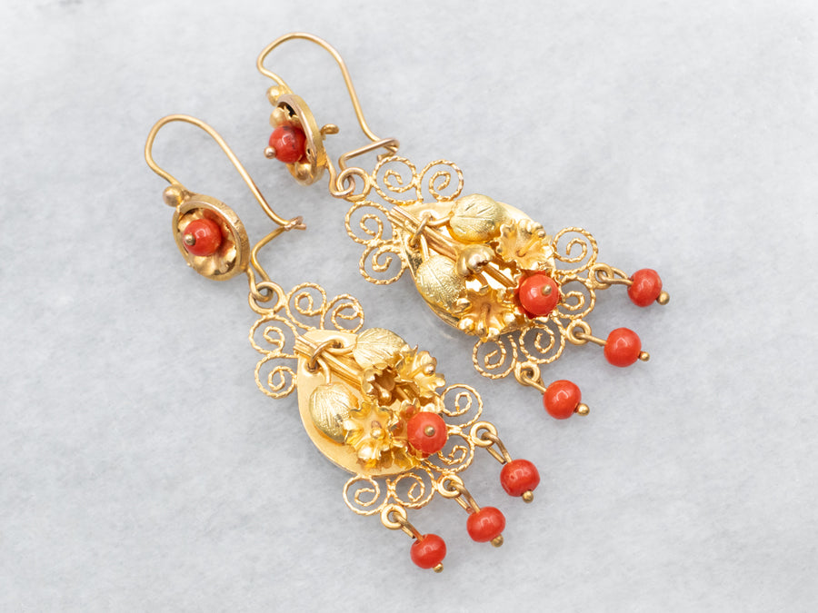 Satisfactory Gold Women Coral Earring