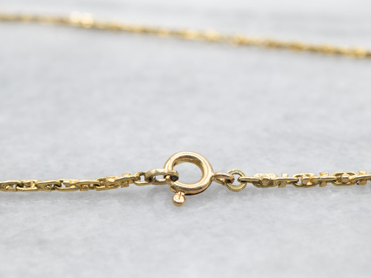 Yellow Gold Beaded Link Chain with Spring Ring Clasp