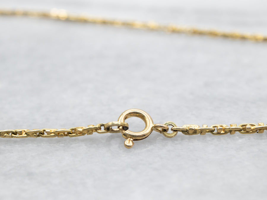 Yellow Gold Beaded Link Chain with Spring Ring Clasp