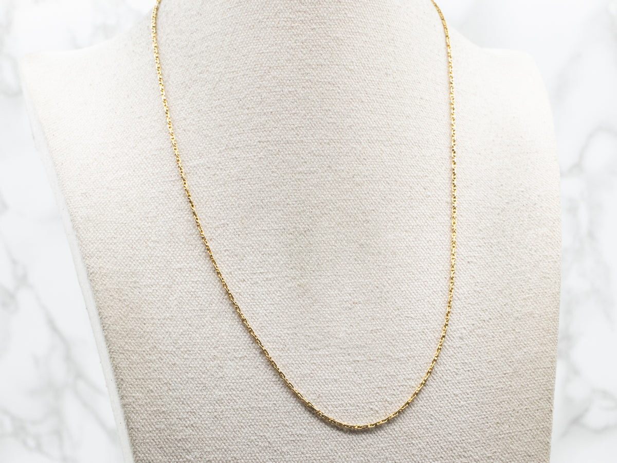 Yellow Gold Beaded Link Chain with Spring Ring Clasp