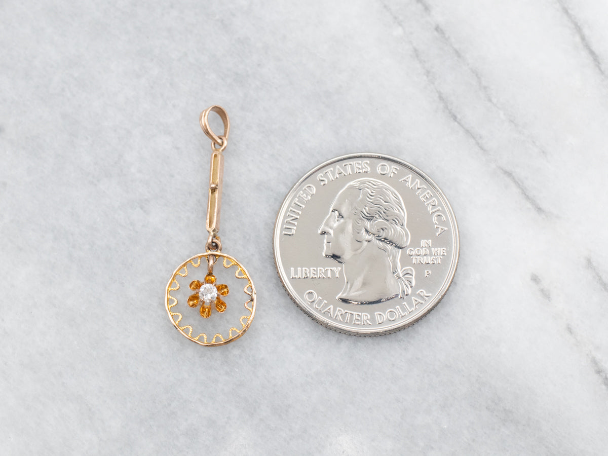 Yellow Gold Old Mine Cut Diamond Lavalier Pendant