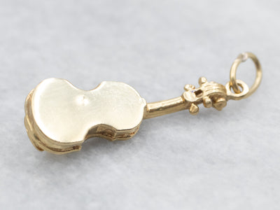 Yellow and White Gold Violin Pendant