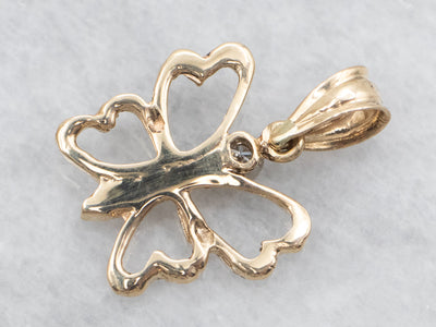 Yellow Gold Butterfly Pendant with Diamond Accent