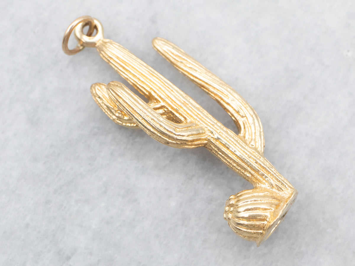 Yellow Gold Cactus Pendant