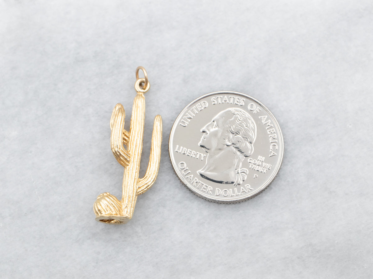 Yellow Gold Cactus Pendant