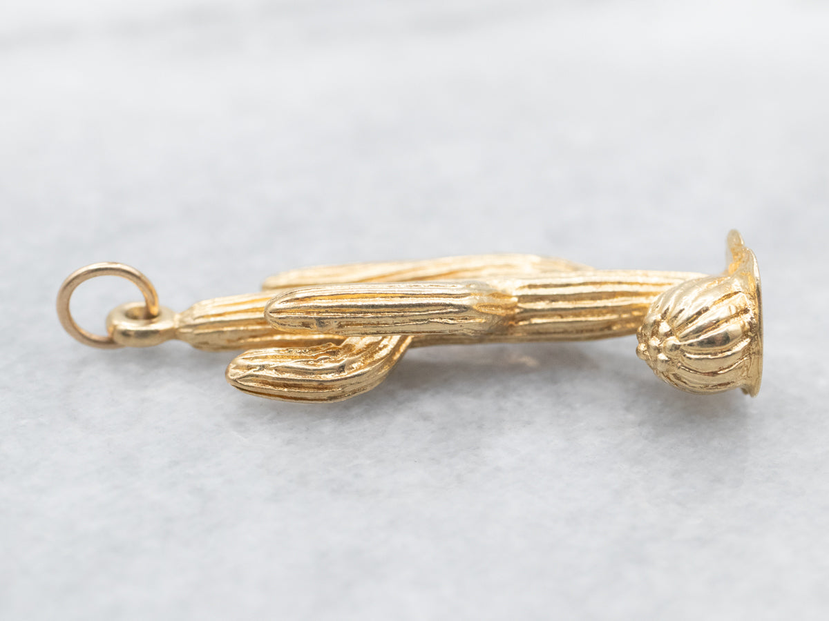 Yellow Gold Cactus Pendant