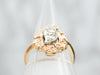 Yellow and White Gold Diamond Ring with Ornate Frame