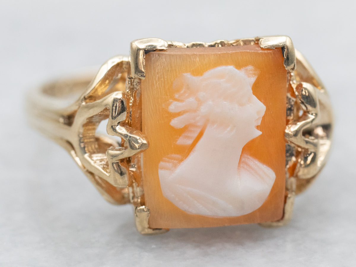Yellow Gold Rectangular Cameo Ring