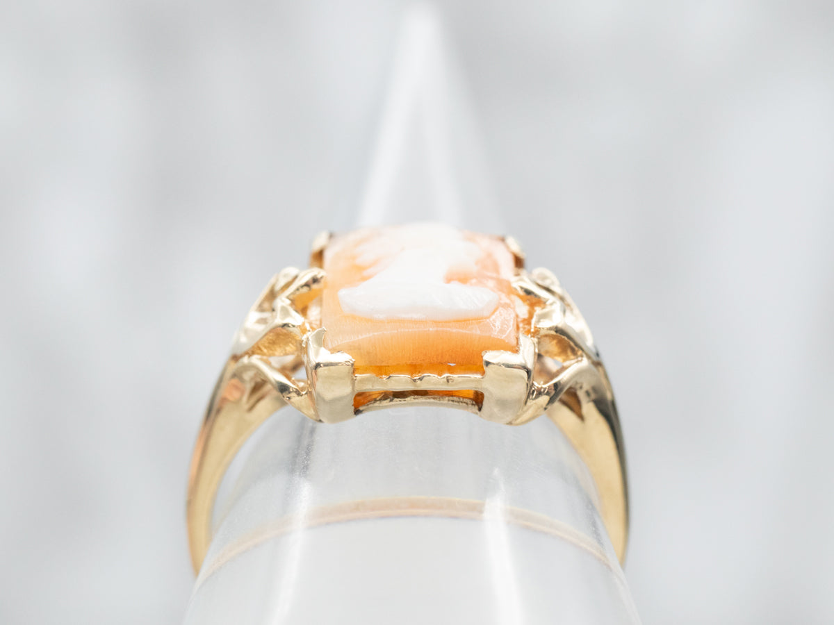 Yellow Gold Rectangular Cameo Ring