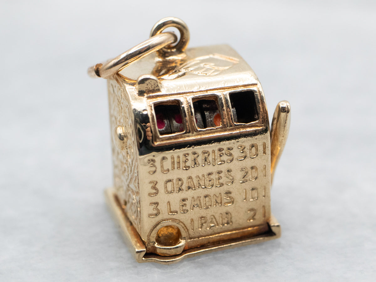 Yellow Gold Slot Machine Charm