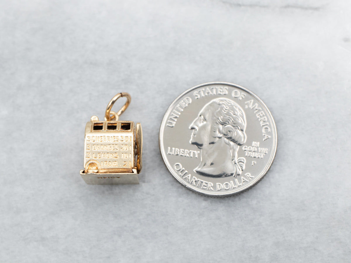 Yellow Gold Slot Machine Charm