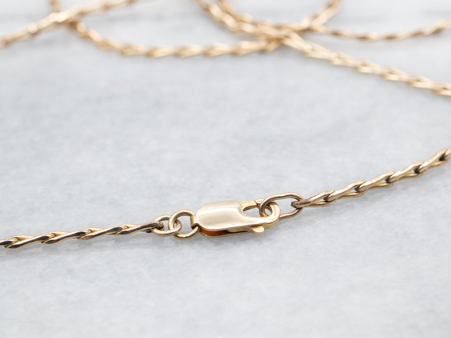 Yellow Gold Long Elongated Curb Chain with Lobster Clasp