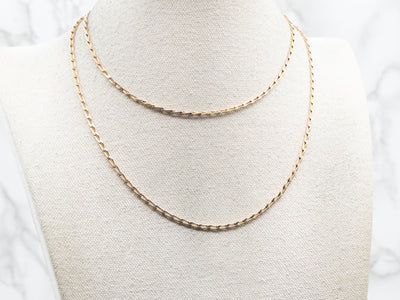 Yellow Gold Long Elongated Curb Chain with Lobster Clasp