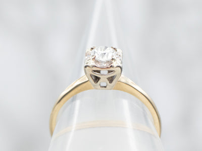Yellow and White Gold Diamond Engagement Ring with Diamond Accents