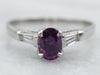 Vintage Dark Pink Sapphire Platinum Engagement Ring