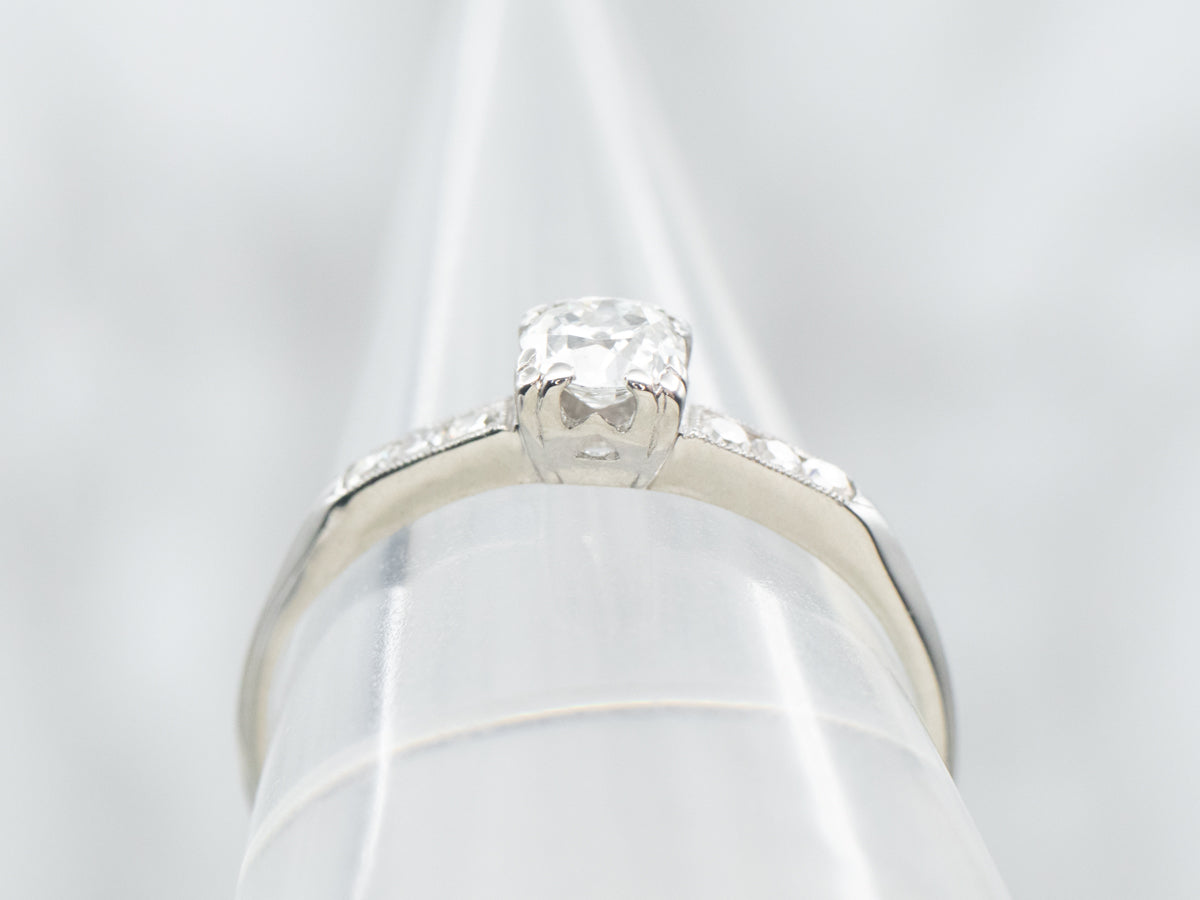 Platinum Old Mine Cut Diamond Engagement Ring