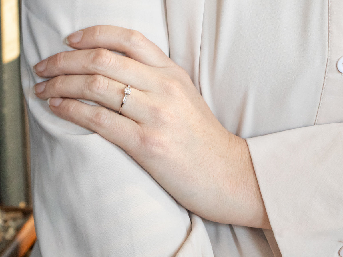 Platinum Old Mine Cut Diamond Engagement Ring