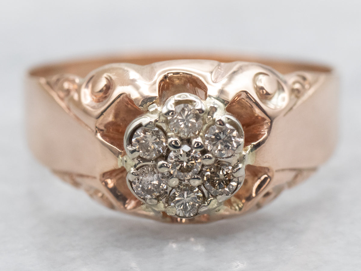 Victorian Rose Gold Diamond Cluster Ring
