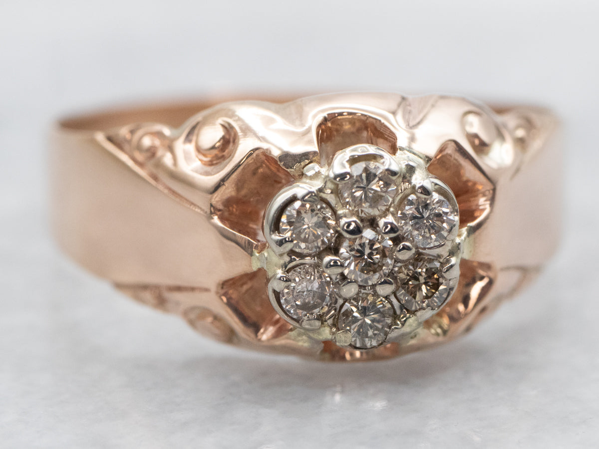 Victorian Rose Gold Diamond Cluster Ring