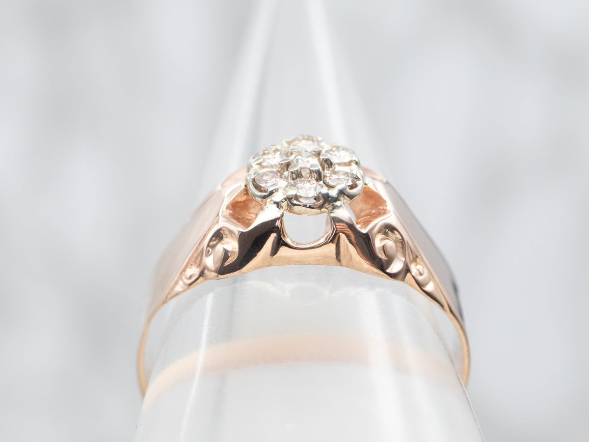 Victorian Rose Gold Diamond Cluster Ring