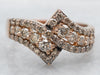 Modern Rose Gold Levian Champagne and Chocolate Diamond Bypass Ring