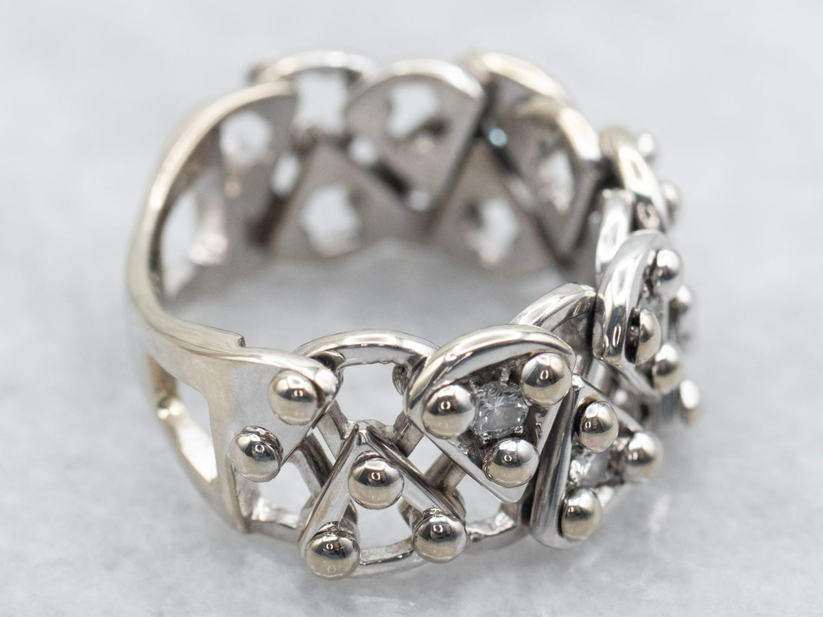 18-Karat White Gold Diamond Link Band