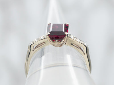 Dark Rhodolite Garnet and Diamond Ring