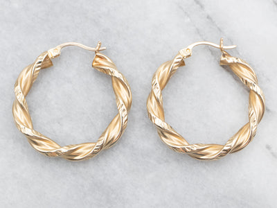 Textured Gold Twisted Hoop Earrings