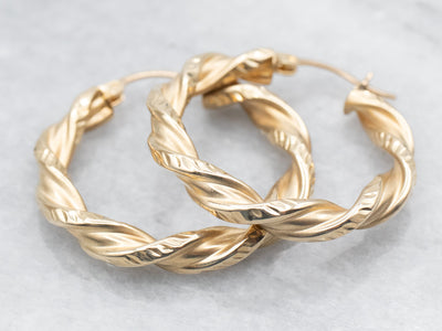 Textured Gold Twisted Hoop Earrings