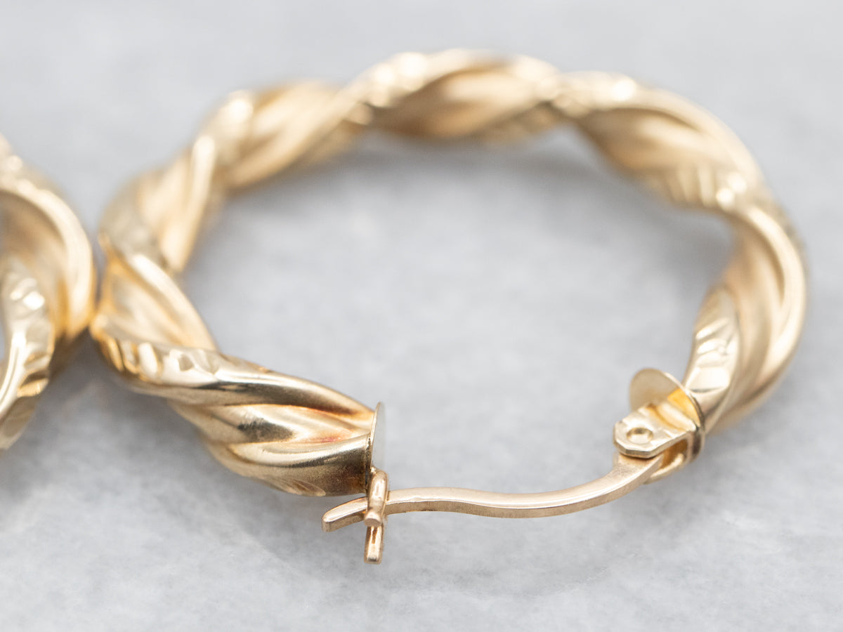 Textured Gold Twisted Hoop Earrings