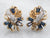 Two Tone Yellow and White Gold Baguette Cut Sapphire and Diamond Stud Earrings
