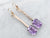 Two Tone Amethyst Bar Drop Earrings with Diamond Accents