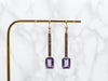 Two Tone Amethyst Bar Drop Earrings with Diamond Accents