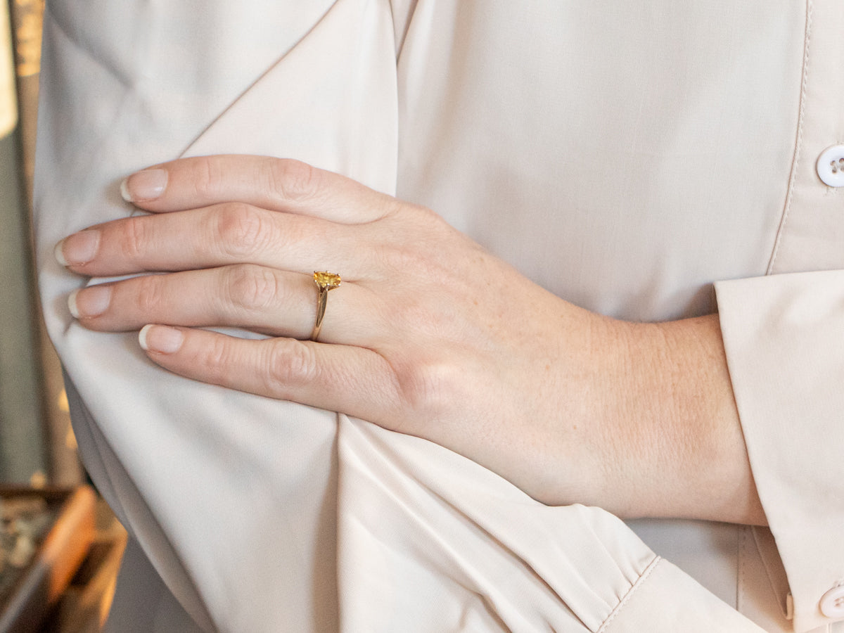 Two Tone Gold Yellow Sapphire Solitaire Ring