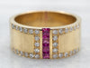 Yellow Gold Ruby and Diamond Wide Band