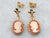 Yellow Gold Cameo Drop Earrings with Twisted Frame