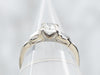 White Gold Diamond Engagement Ring with Baguette Cut Diamond Accents