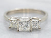 Modern Princess Cut Diamond Three Stone Engagement Ring