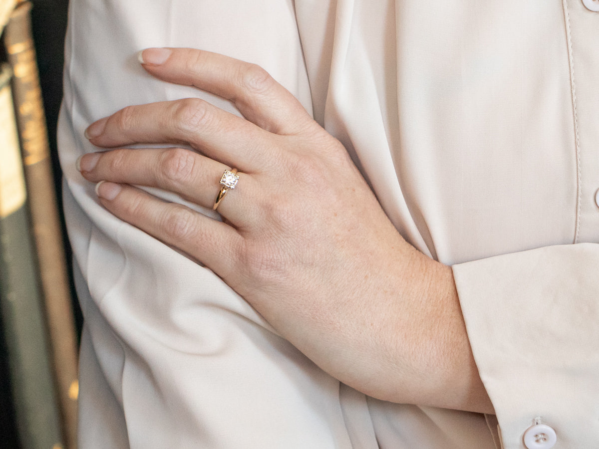 Two Tone Yellow and White Gold Diamond Solitaire Engagement Ring