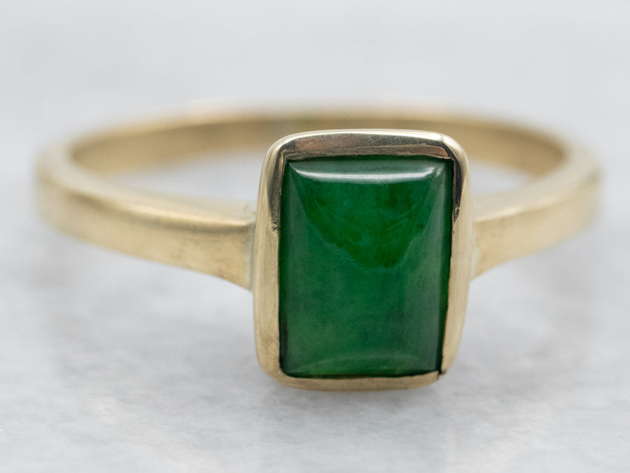 Bezel-Set Jadeite Solitaire Ring