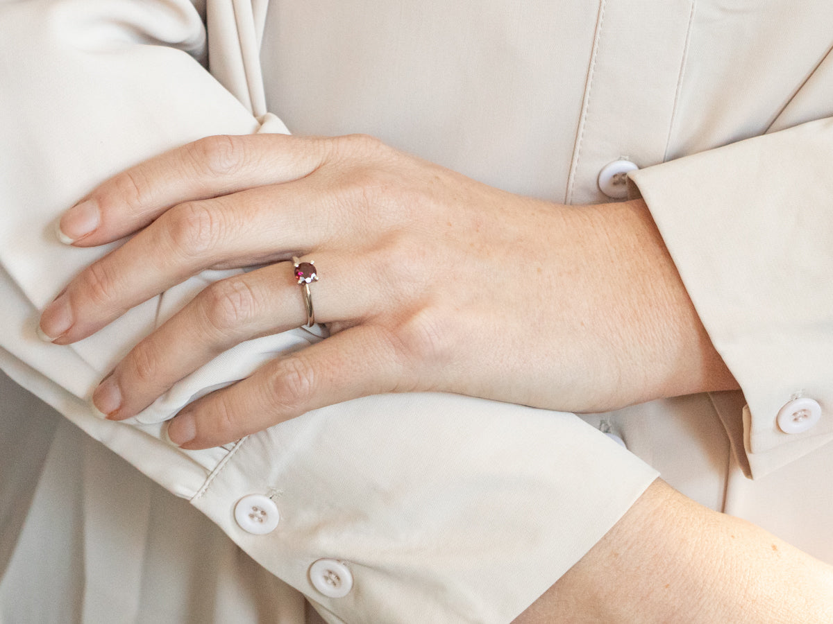 Blackberry Tourmaline Solitaire Ring