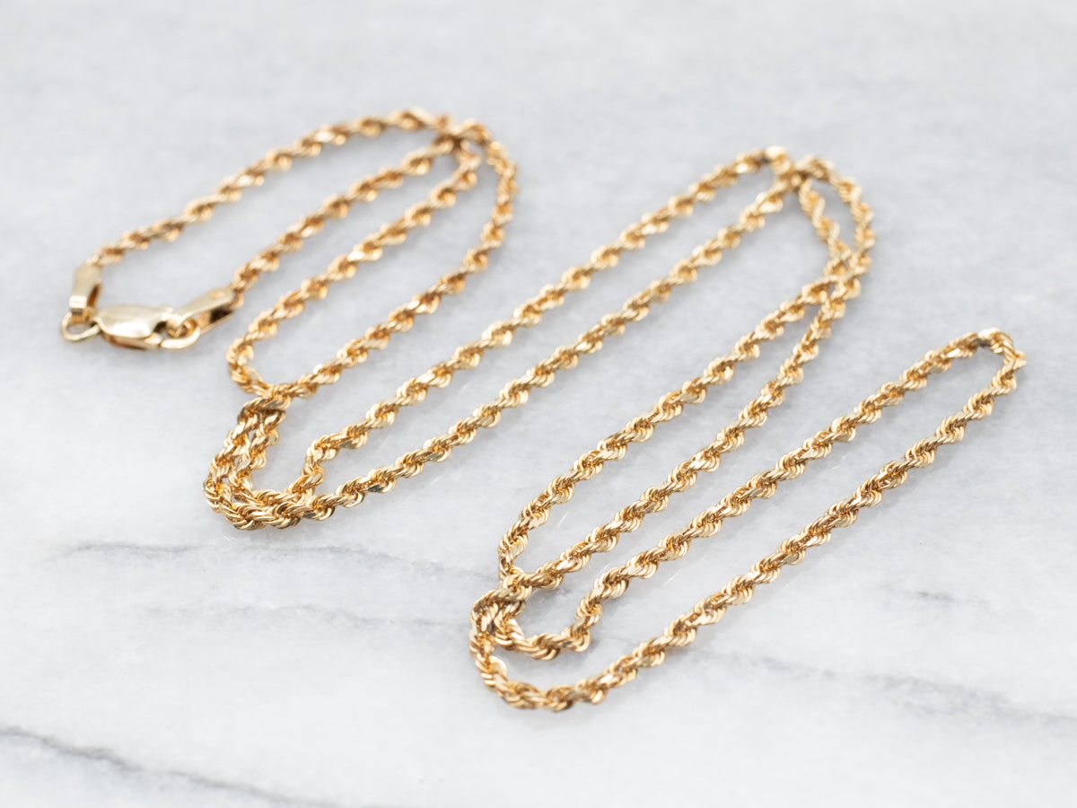 Yellow Gold Rope Twist Chain with Lobster Clasp