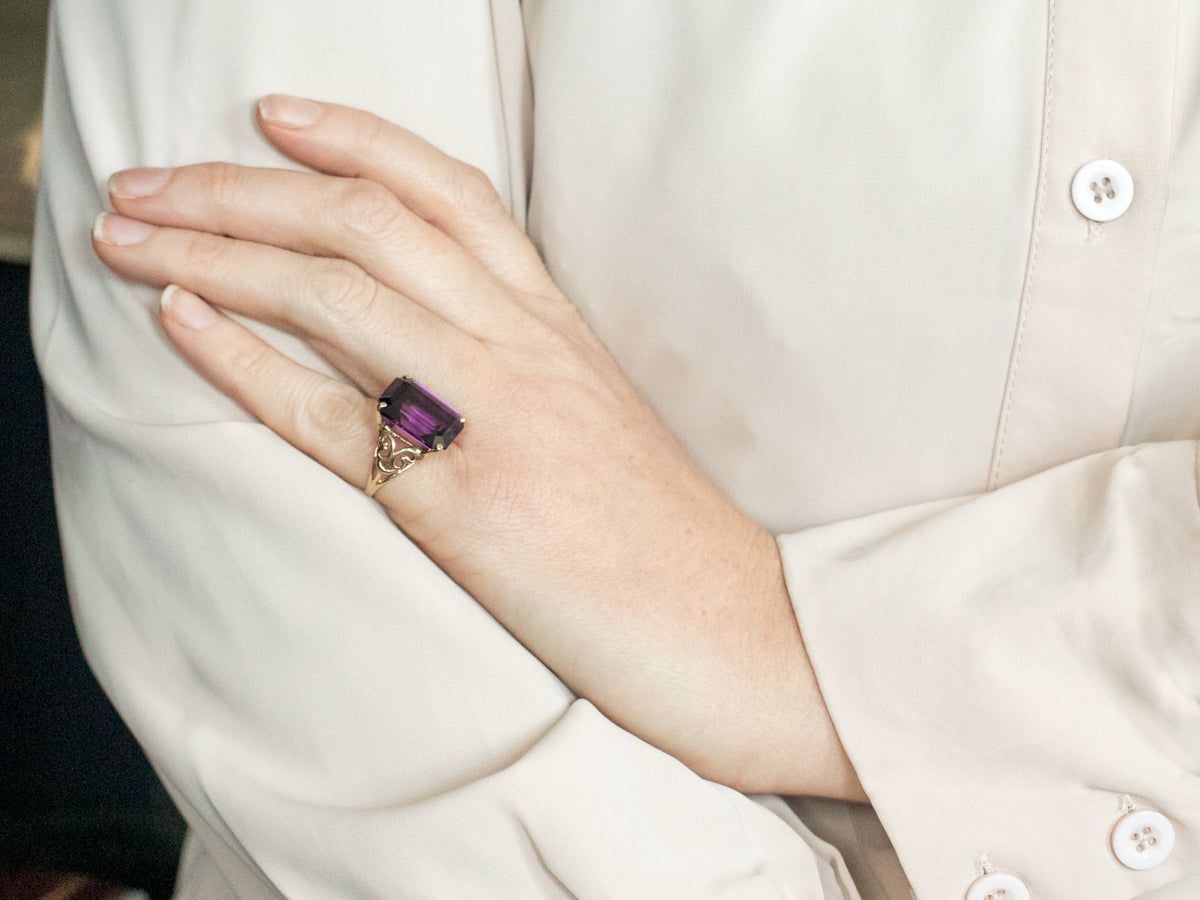 Bold Amethyst Solitaire Cocktail Ring