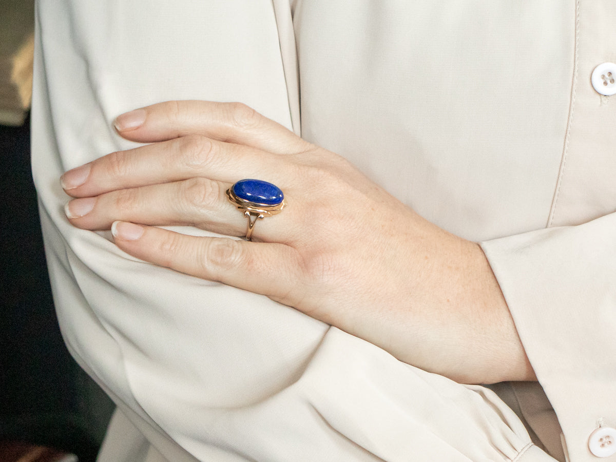 Vintage Gold Lapis Cocktail Ring